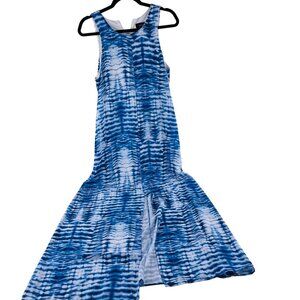 Karen Kane Womens Blue Tie-Dye Maxi Dress size Large Knit Soft Stretch Sleeveles